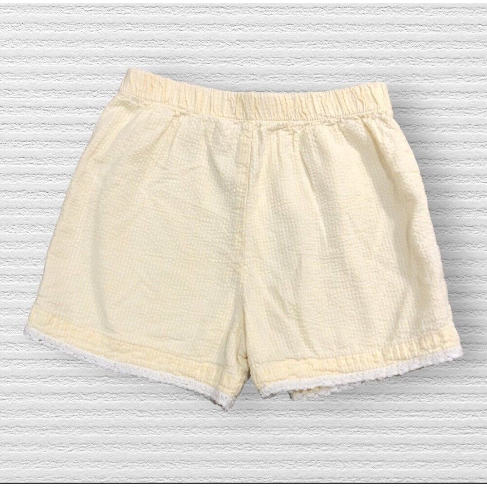 Vintage Mulberribush Girls Yellow Gingham Shorts Crochet Trim USA Made Sz 5